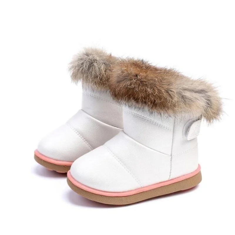 Зимние плюшевые сапоги для маленьких девочек теплая обувь из искусственной кожи
