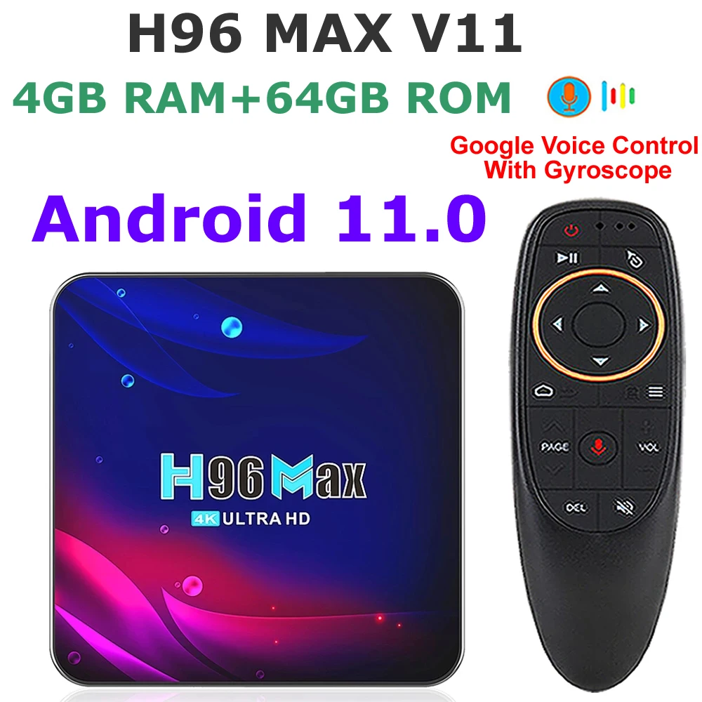 

ТВ-приставка H96 Max V11 на Android 11, 4 + 64 ГБ, 2,4/ГГц