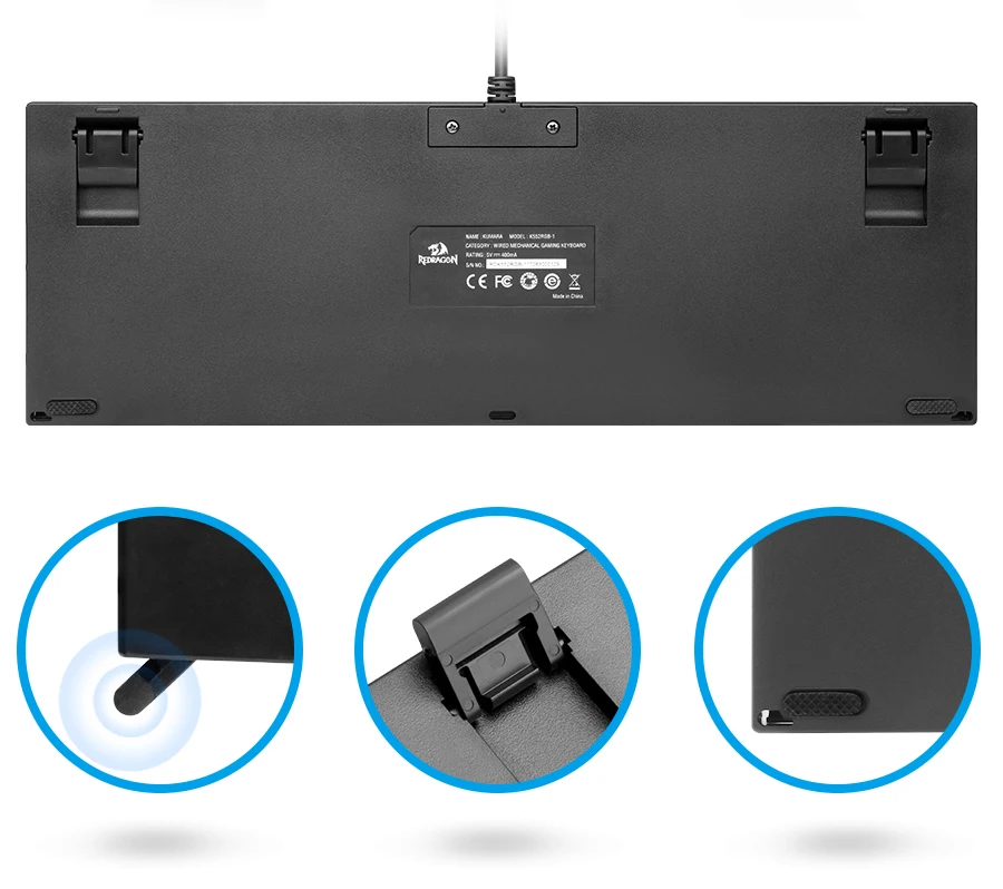 Redragon K552 алюминиевая USB Механическая игровая клавиатура синий переключатель DIY эргономичная Rgb Led подсветка клавиш 87 клавиш компьютер PC Gamer