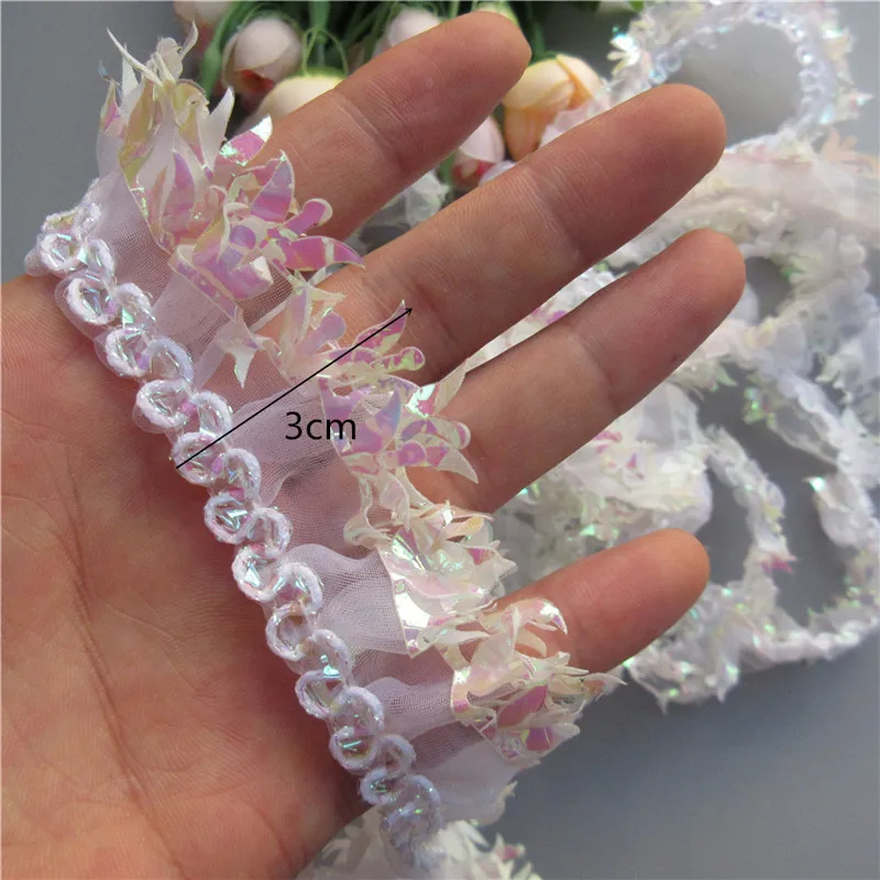 2 слоя плиссированной вуали шириной 3 см яркие цветные кружева с оборками отделка