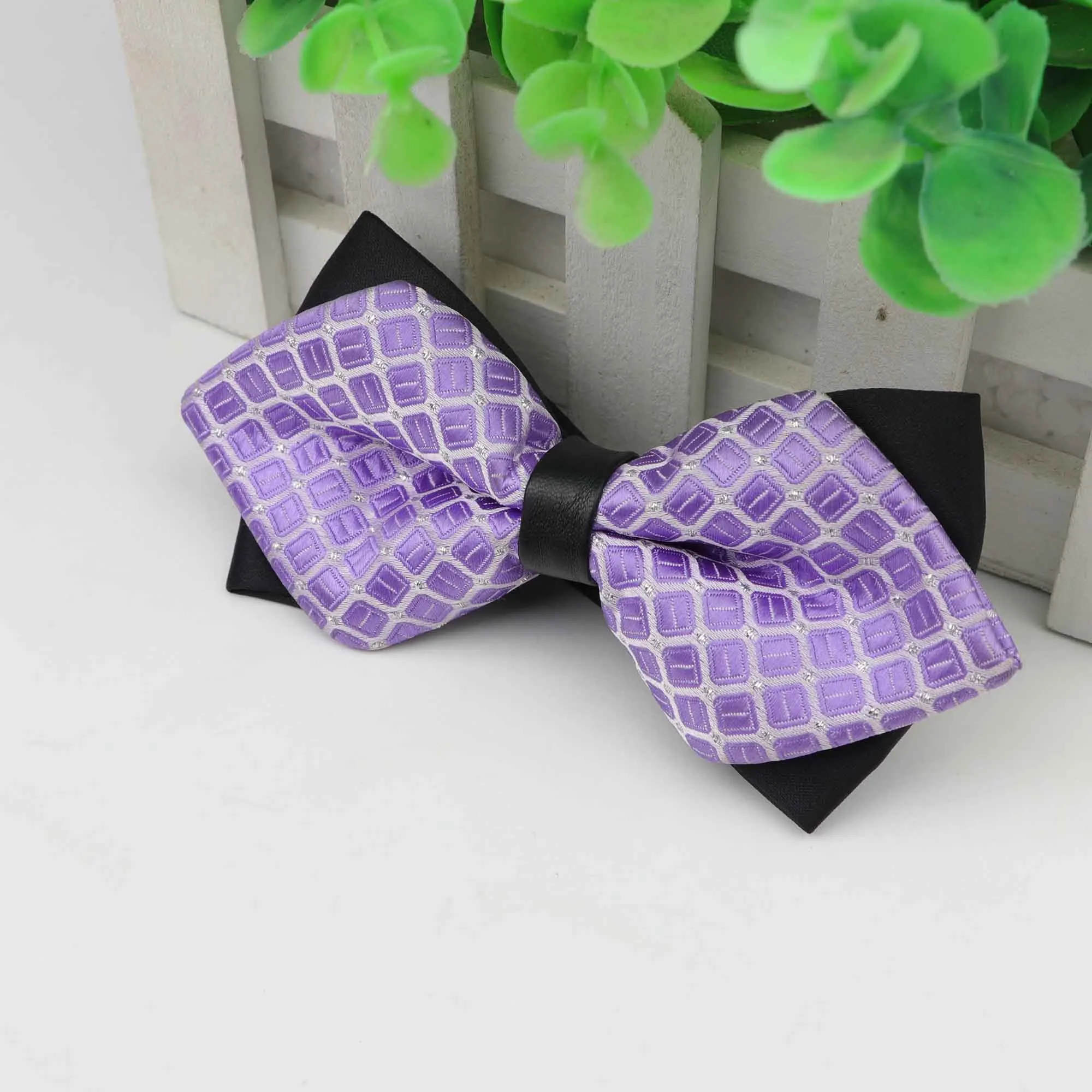 15 Men Leather Buckle Bowtie Plaid Butterfly Knot Mens Accessories Luxurious Bow Tie Black Cravat Formal Suit Wedding Ceremony Ties - Цвет: 15