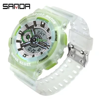 snada japanese movement quartz digital 2 time male clock waterproof military army fluorescent dual display men sports watches