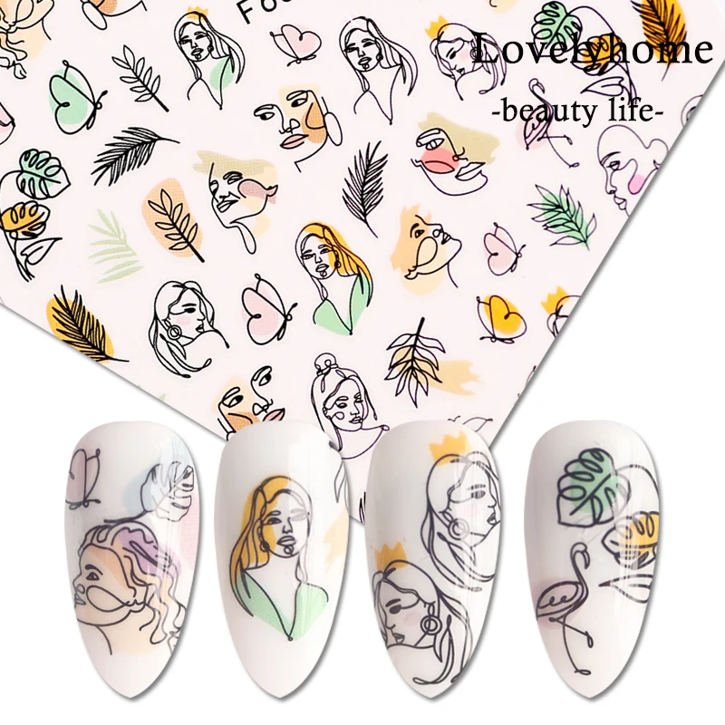 1 шт. женские самоклеящиеся наклейки для лица абстрактные изображения