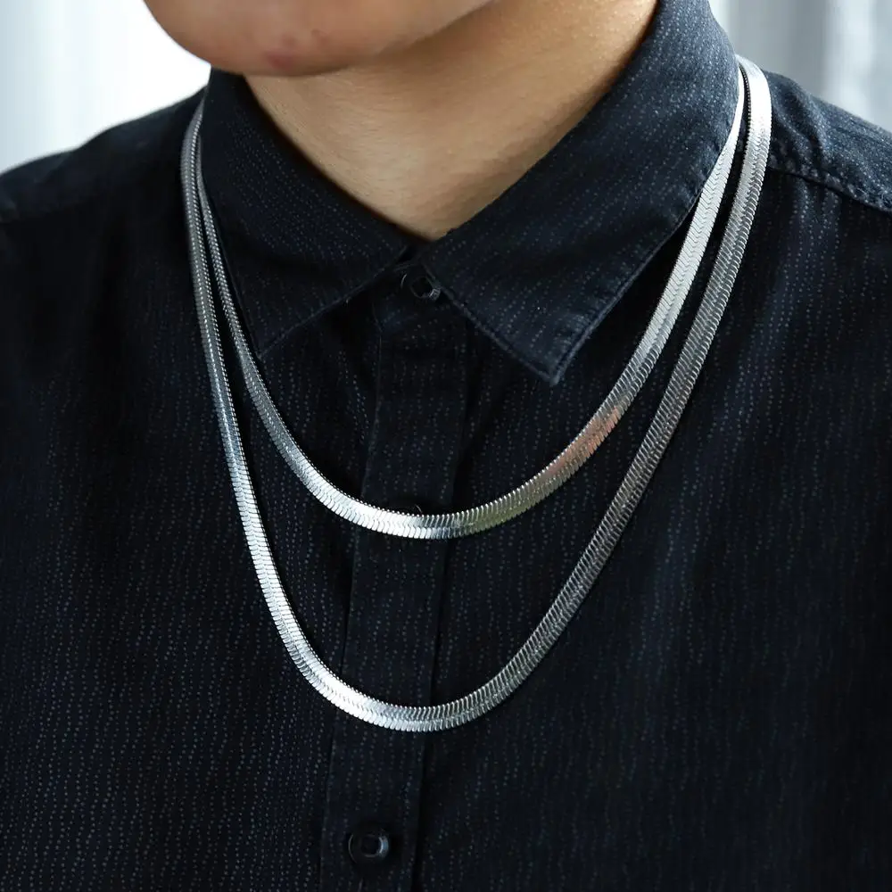 Из нержавеющей стали золотого серебряного цвета змея цепи Бутик 6 мм плоская