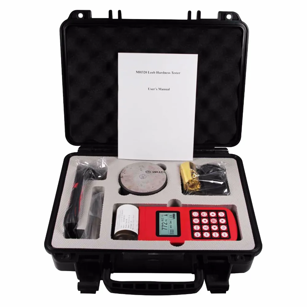 

MH320 Portable Leeb Hardness Meter Gauge 170~960HLD Dot Matrix LCD, Integrated High Speed Thermal Printer and Alarm Function