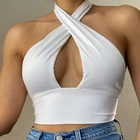 Женский укороченный топ с V-образным вырезом, без рукавов