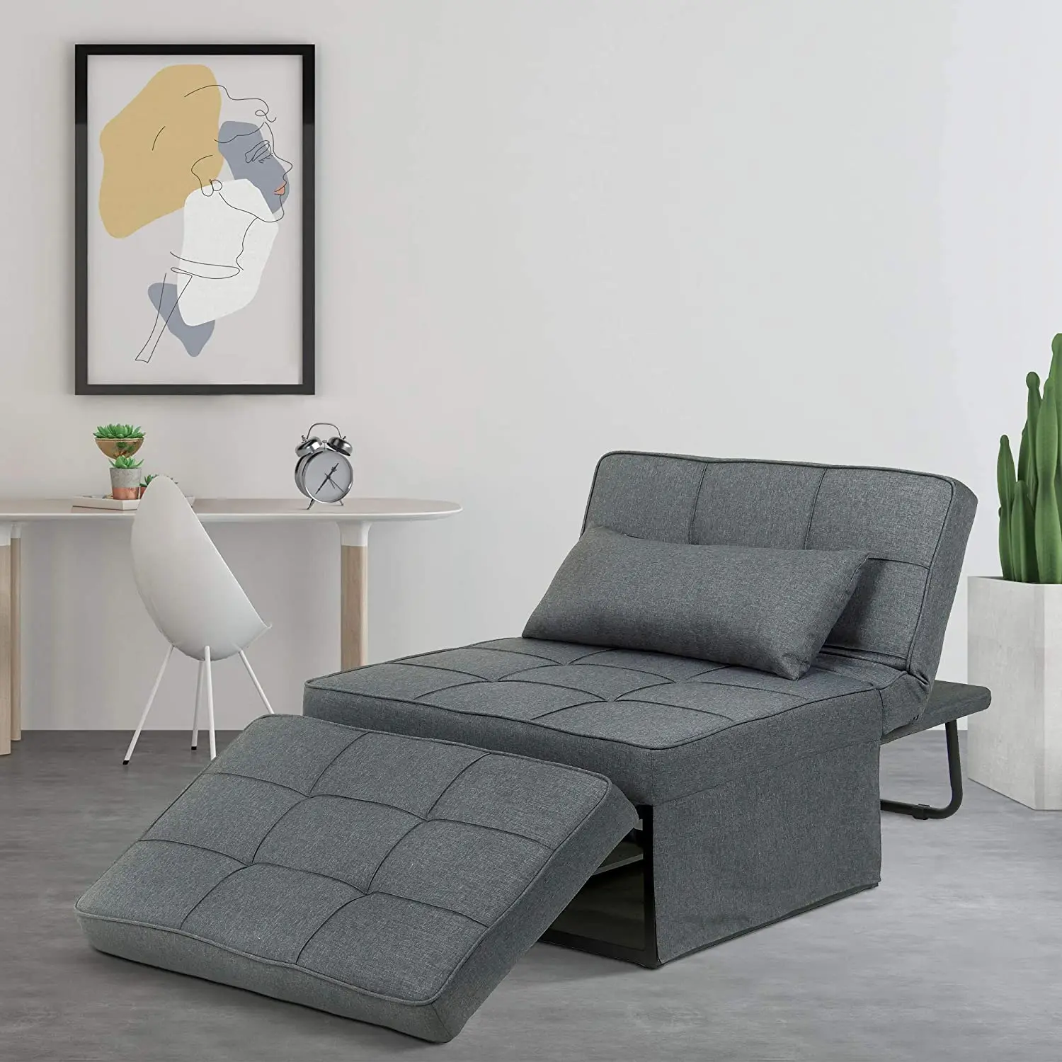 Sofa Bed 4 in 1 Multi Function Folding Ottoman Sleeper Modern Convertible Chair Adjustable Backrest Couch for | Мебель