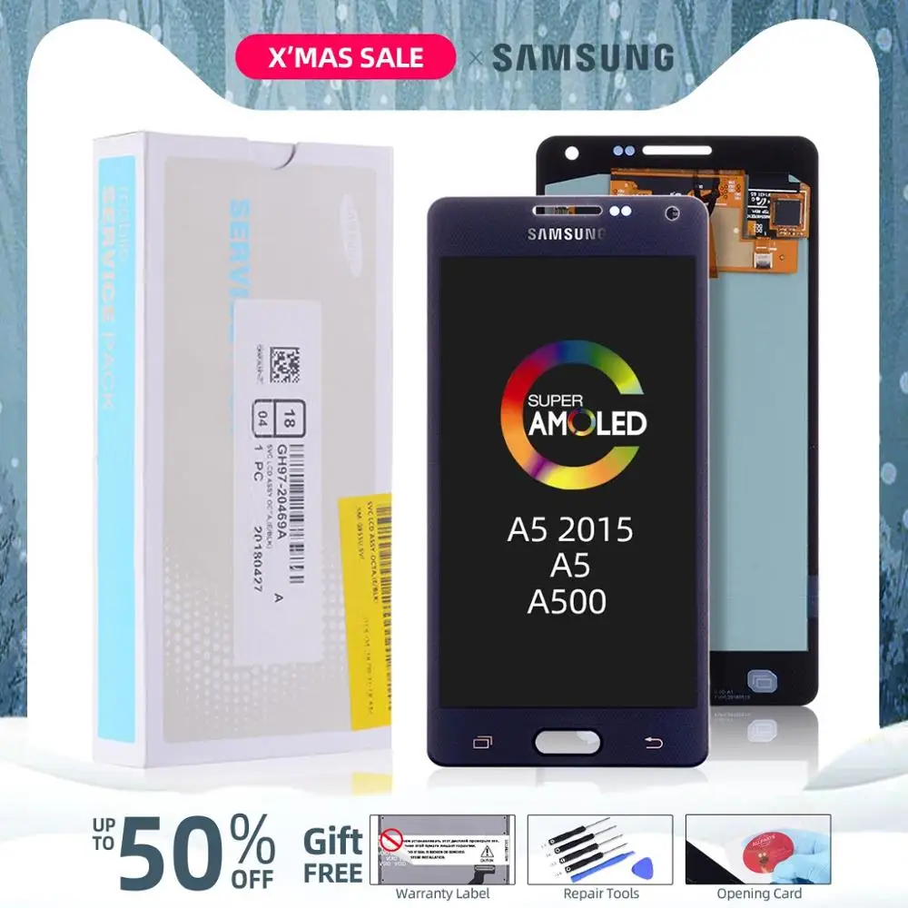 AMOLED Дисплей для SAMSUNG Galaxy A5 LCD в сборе с тачскрином 5.0'' черный белый золотой A5 A500FU A500 A500F A500M