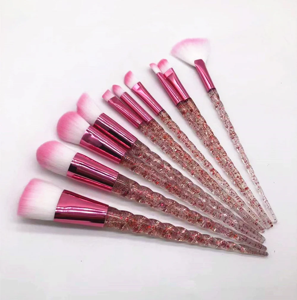 10 шт. Единорог набор кистей для макияжа с украшением в виде кристаллов спиральная