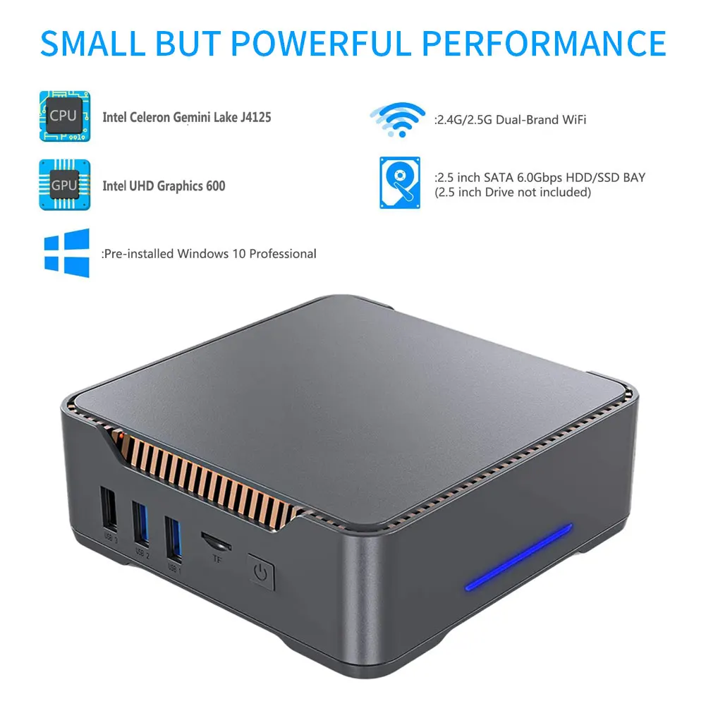 

Mini PC Windows 10 GK3V Micro Computer Support Dual Band Wi-Fi 1000Mbps Ethernet HDMI VGA Desktop PC HTPC 8GB RAM 128/256GB SSD