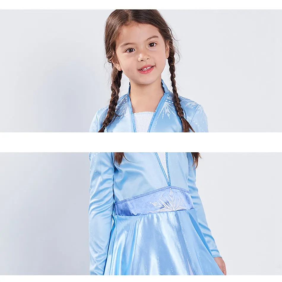 VOGUEON/Новинка Платье Эльзы для девочек Небесно-голубое платье принцессы Вечерние