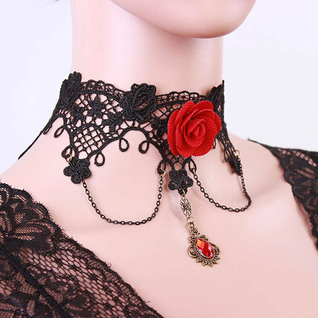 Женское винтажное ожерелье чокер с подвеской в виде цветка розы|Колье| |