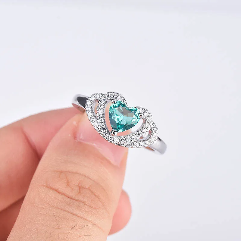 

Exquisite Silver Plated Heart Shape Gems Bridal Ring Wedding Band Engagement Ring Anniversary Jewelry Lover's Gifts Fashion Ring
