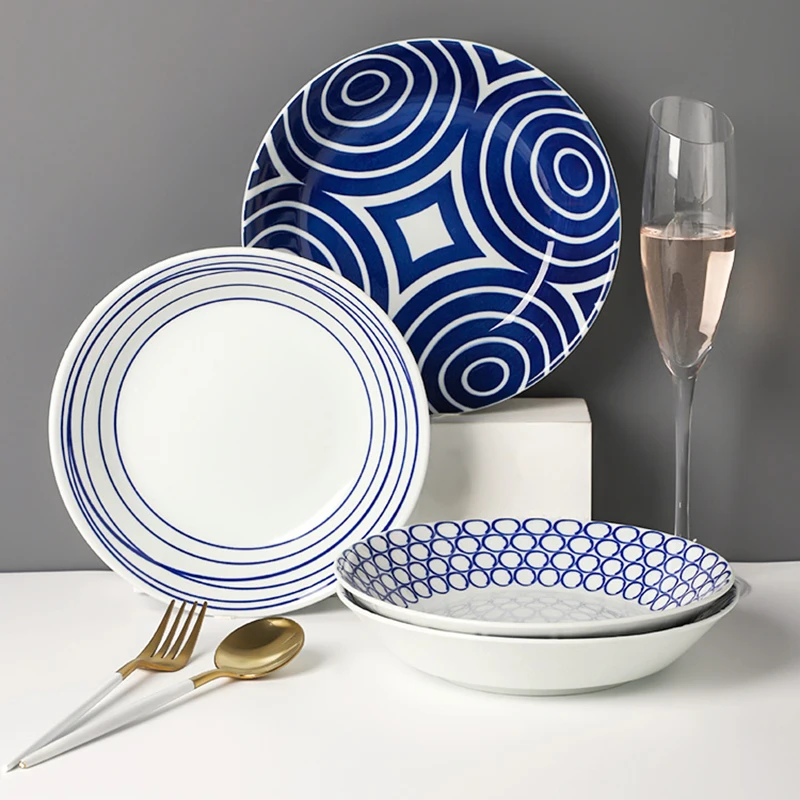 

Nordic Ceramic Plate Set Wedding Aesthetic Pasta Salad Dishes Kitchen Tableware Sushi Japanese Pratos De Jantar Serving Tray YQ