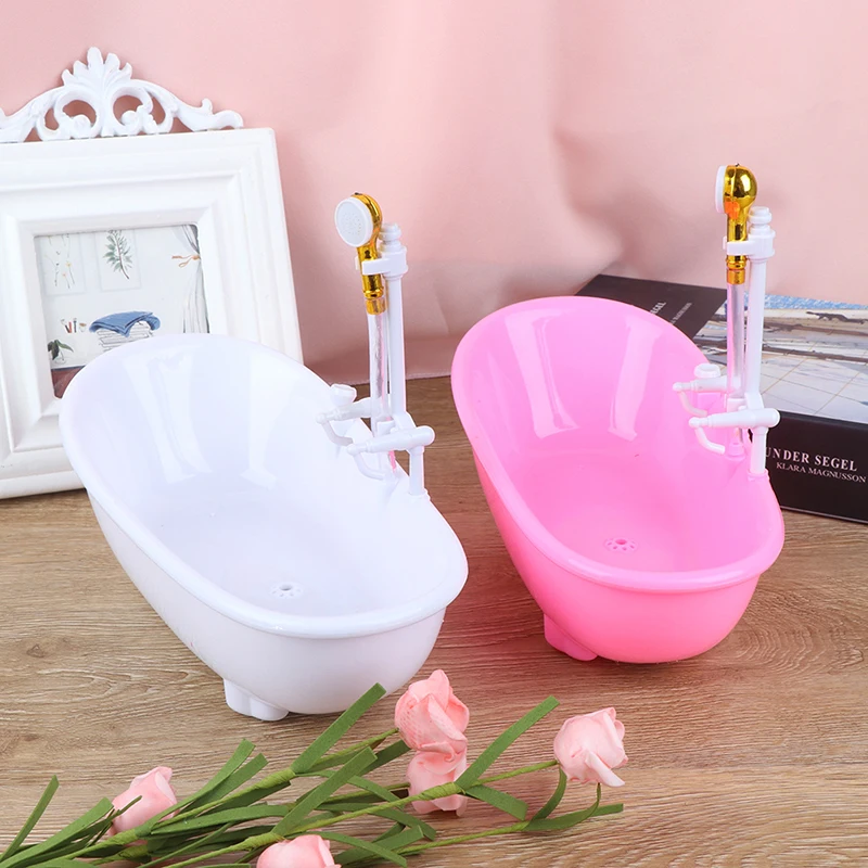 

1 Set 1:6 Dollhouse Miniatures Electric Bathtub Furniture Bathroom Bath With Shower Dollhouse Accessories Kids Pretend Toy