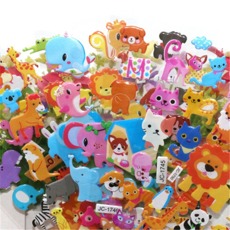 

Classic Toys School Teacher Reward New Cute 3D Cartoon Animal PVC Bubble Puffy Stickers Kids Girl Boy Dinosaurs 5 Sheets