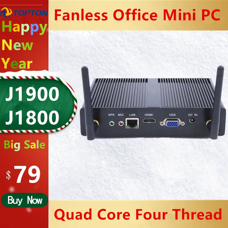 2020 Topton безвентиляторный мини ПК Celeron J1900/J1800 2 41 GHz четырехъядерный HDMI VGA diy
