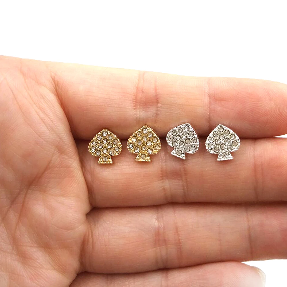 2020 Hot Mini Cute Alloy Gold Heart Rhinestone Pave Stud Earrings Color Of Sunshine Women Fashion Jewelry Wholesale | Украшения и