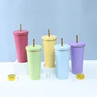 Кружка из нержавеющей стали с крышкой и соломинкой, 500750 мл