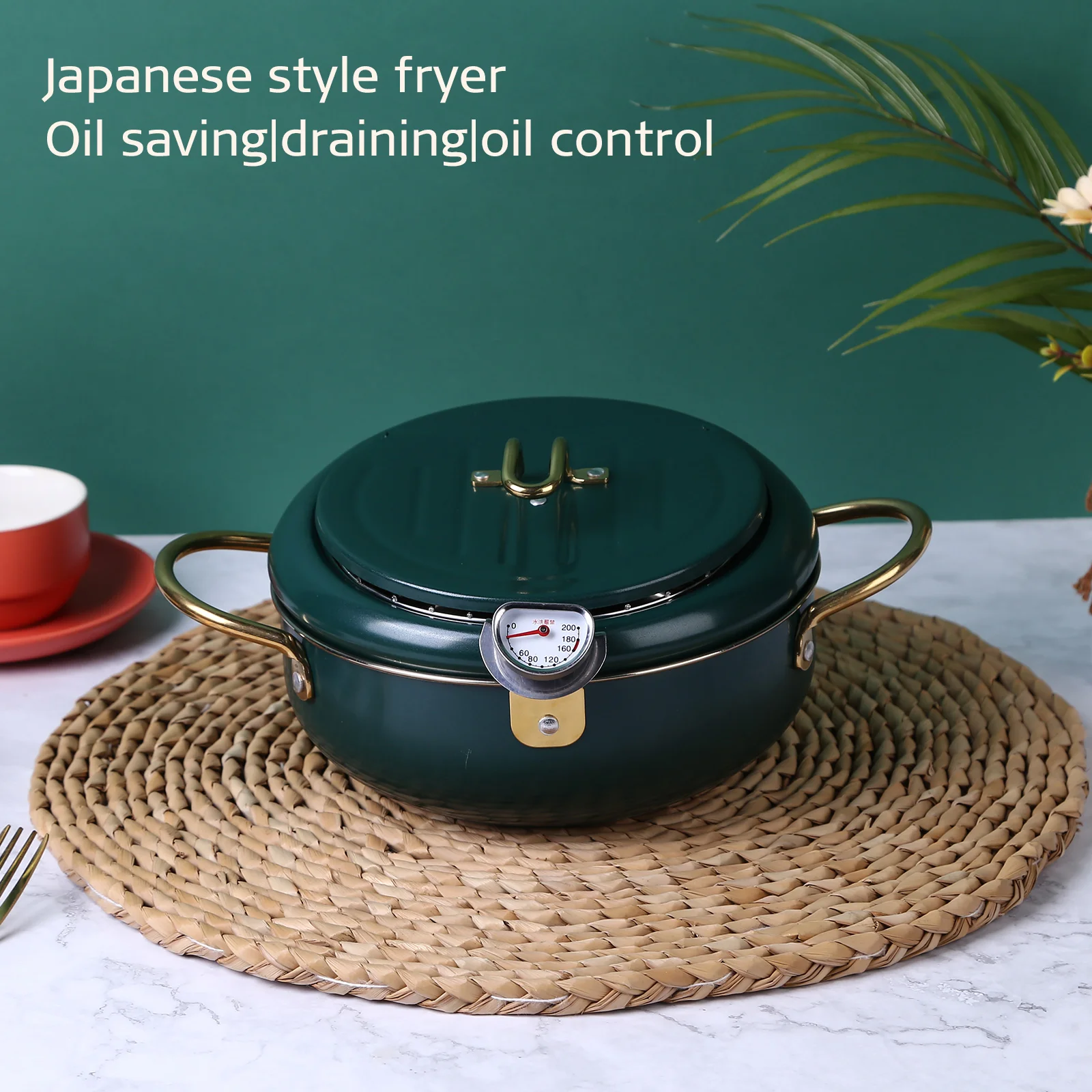 

Фритюрница Tempura из нержавеющей стали 304 с крышкой и термометром, 20/24 см
