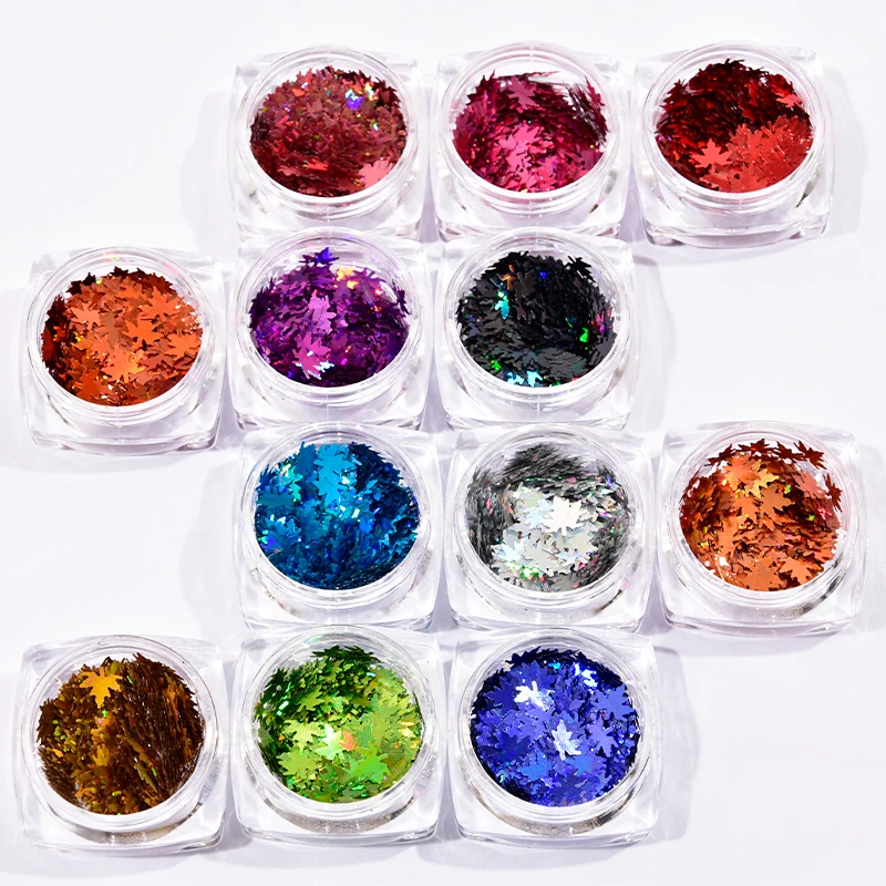 12 шт./лот смешанные формы/цвета для дизайна ногтей блестящая Звезда/лист/форма 3D