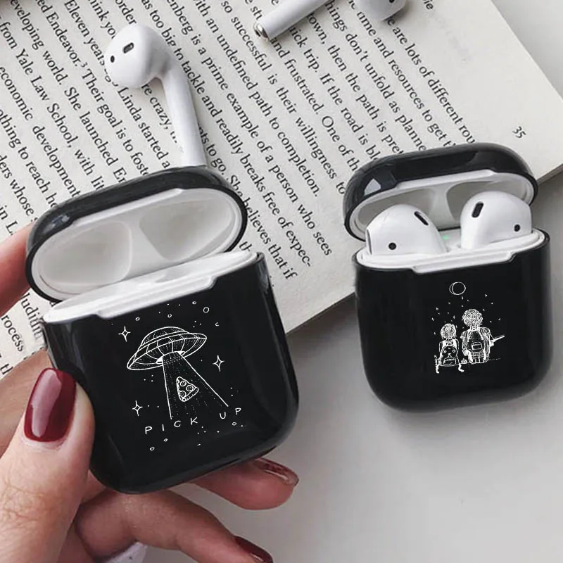 Роскошный чехол для bluetooth гарнитуры Airpods 2/1 черные аксессуары наушников Жесткий