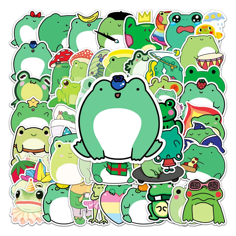 10/50PCS Graffiti Cute Little Frog Sticker Car Computer Mobile Phone Refrigerator Skateboard Decoration Sticker Wholesale images - 6