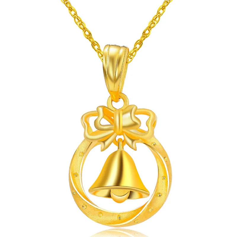 

Подлинная 24K желтое золото кулон женский подарок подвеска в форме маленького колокольчика 3,43G