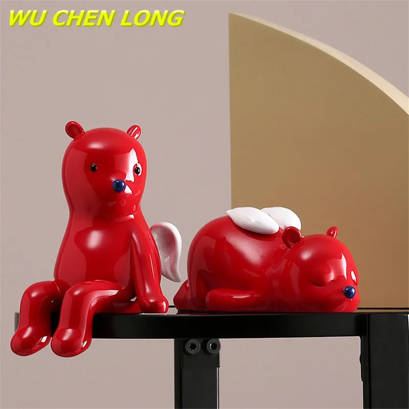 WU CHEN длинная абстрактная маленькая Медвежонок Ангел Художественная Скульптура