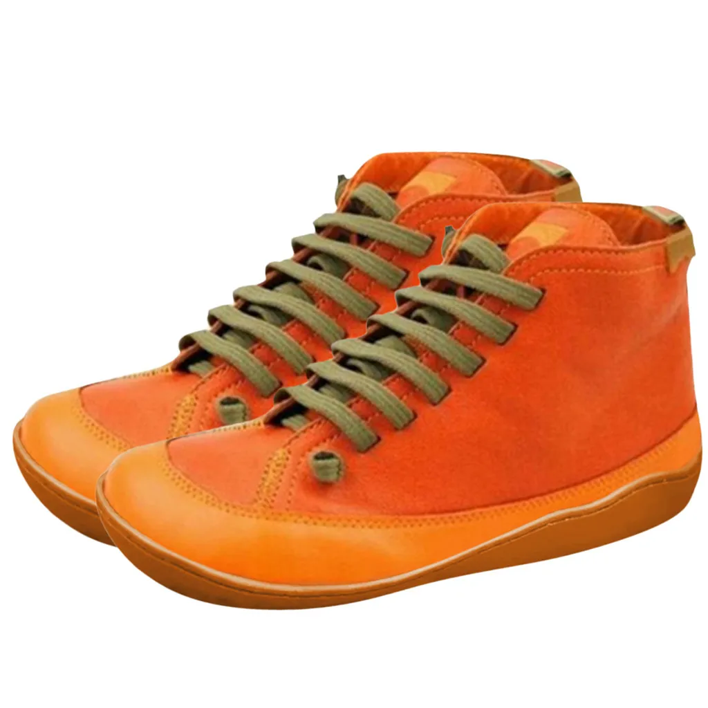 Womens Warm Non-slip Boots Shoe For Ladies Fashion Casual Flats Leather Lace-Up Zipper Round Toe Shoes Ankle botas mujer | Обувь