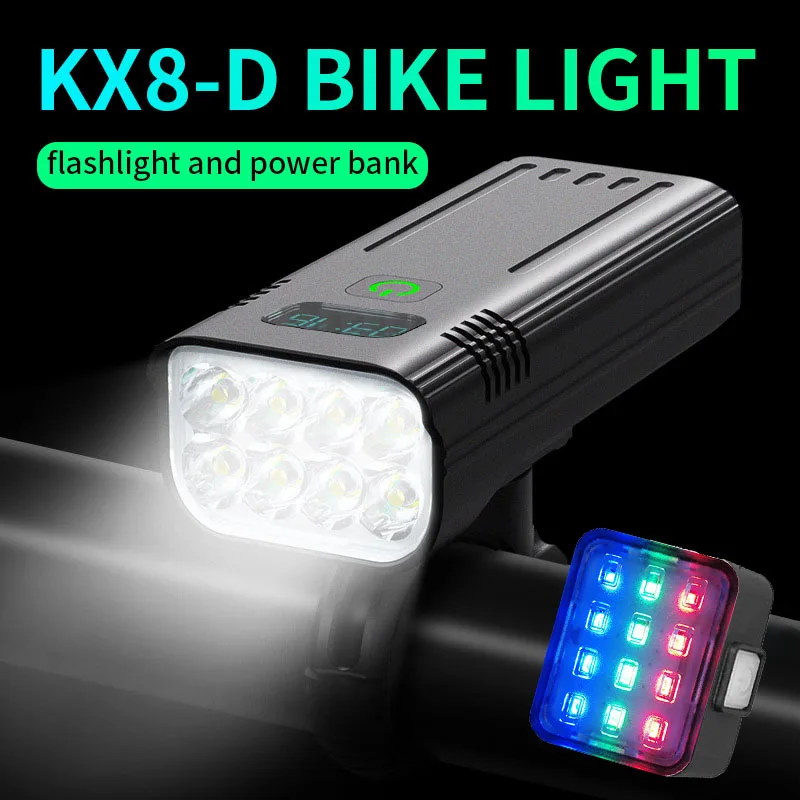 

10000mAH Digital Display Bike Light 8T6 USB Rechargeable LED Bicycle Light Powerful Flashlight for Cycling Front and Rear Light