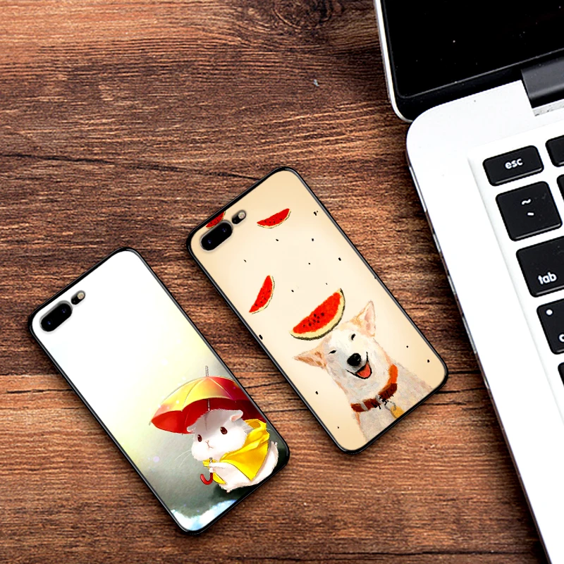 Симпатичные кошки и собаки с рисунком лапы чехол для iPhone 6 6S plus роскошный черный 5