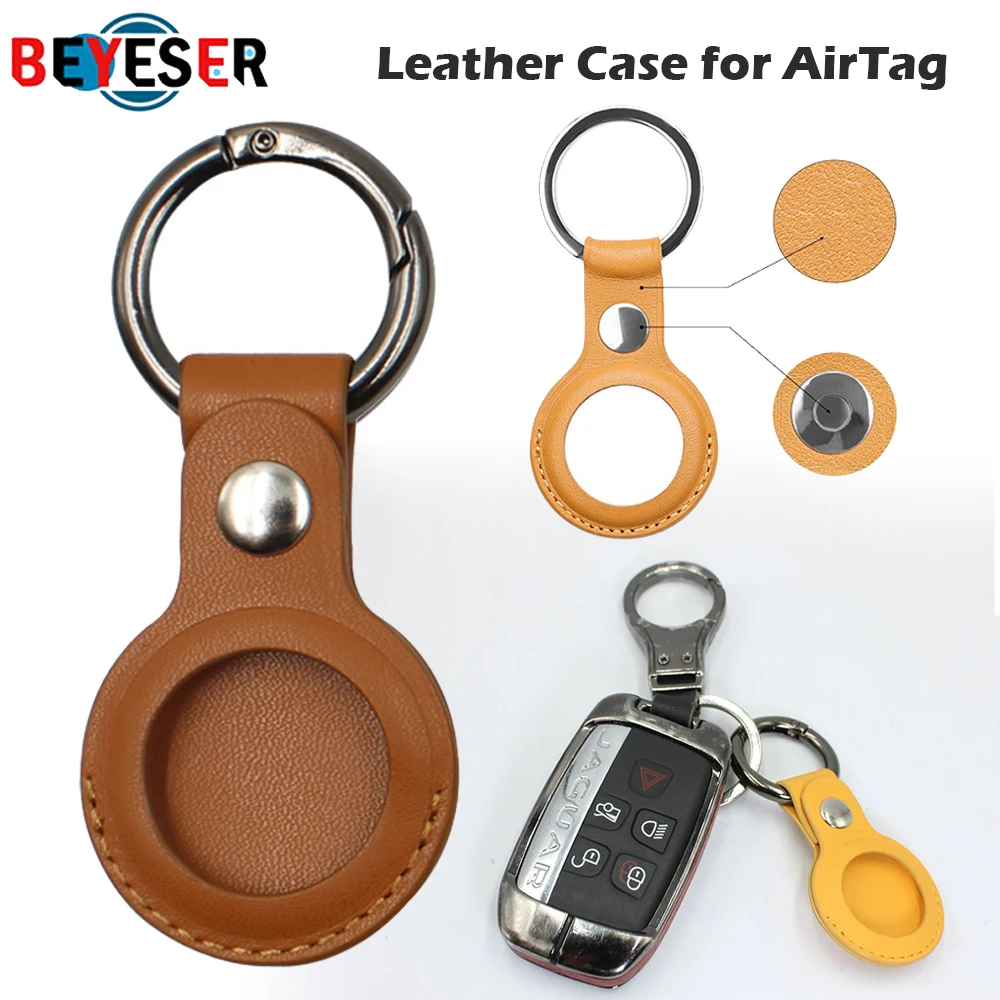 

For Apple Airtags Case Leather Keychain Protective For Airtag Tracker Locator Device Anti-lost For Airtag Air Tag Case llavero