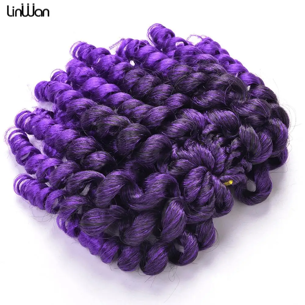 

Linwan Jumpy Wand Curl Braids Crochet Braiding Hair Strand Braid 8inchSynthetic Jamaican Bounces Curly Hair Extensions For Women