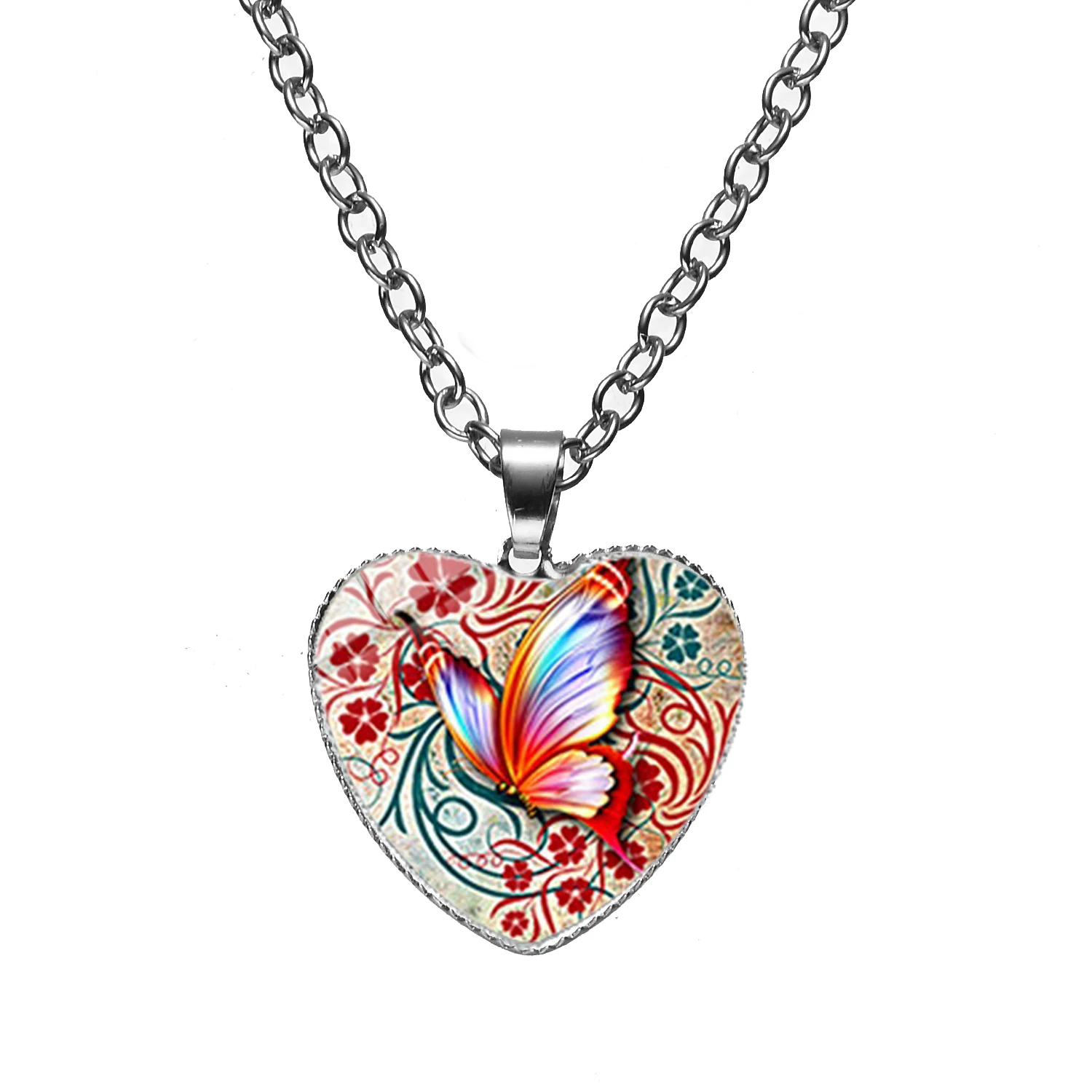 Азиатских Шарм яркая бабочка с подвеской в форме сердца ярко-красная дикие