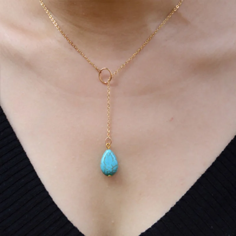 Ожерелье с подвеской из натурального камня для женщин ожерелье золотым пальто и