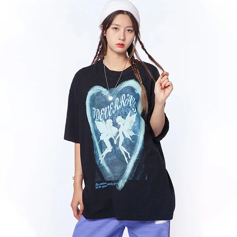

Women Butterfly Fairy Grunge Aesthetic T-shirts Punk Goth Tops Hip Hop Rock Y2k Tshirt Casual Summer Women's T-shirt Streetwears