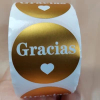 gold gracias spanish thank you personalized stickers tags diy wedding decoration birthday party gift packging envelope label