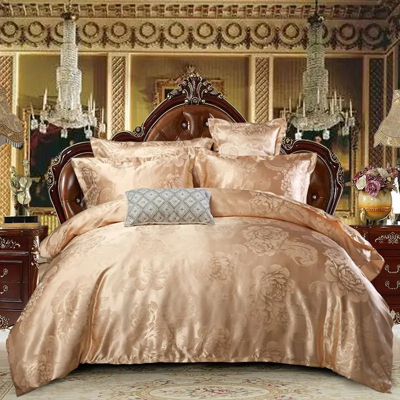 Luxury 2/3pcs Duvet Cover Set Satin Jacquard Bedding Sets with Zipper Closure 1 Quilt + 1/2 Pillowcases US/EU/AU Size | Дом и сад