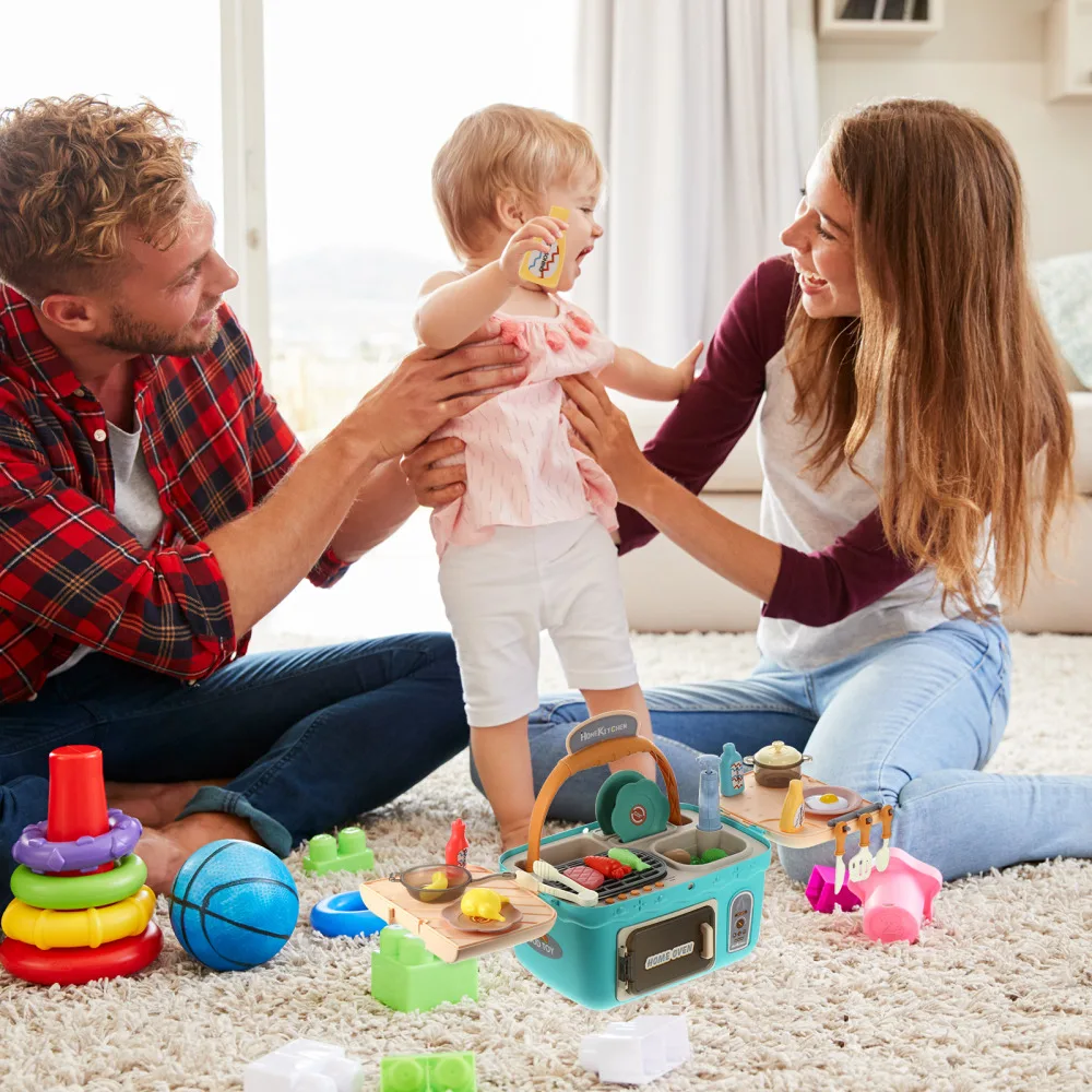 

1 Set of Boys and Girls Kitchen Kit Barbecue Cooking Suitcase Plaything