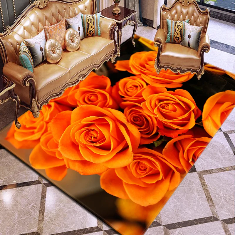 

Valentine's Day Series Rose 3D Printing Carpets for Living room Bedroom Area Rugs Hallway Doormat Bathroom Kitchen Anti-Slip Mat