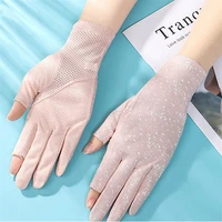 wholesale women half fingers gloves winter stretch thin semi finger driving gloves sunscreen anti uv fingerless glove mittens