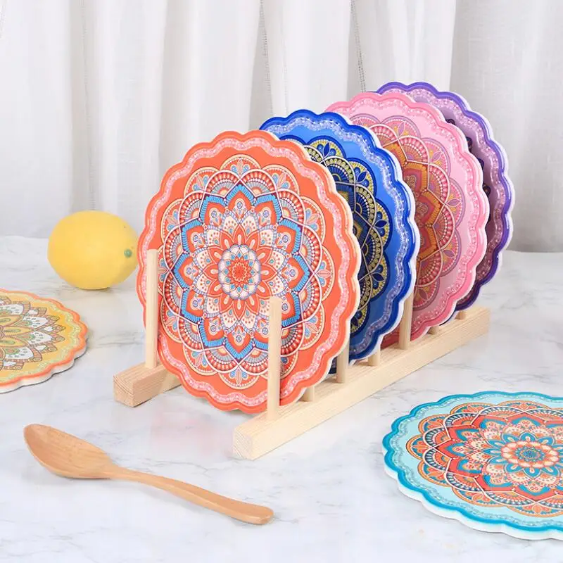 2 шт. креативная квадратная керамическая пробковая Настольная лампа с мандалой