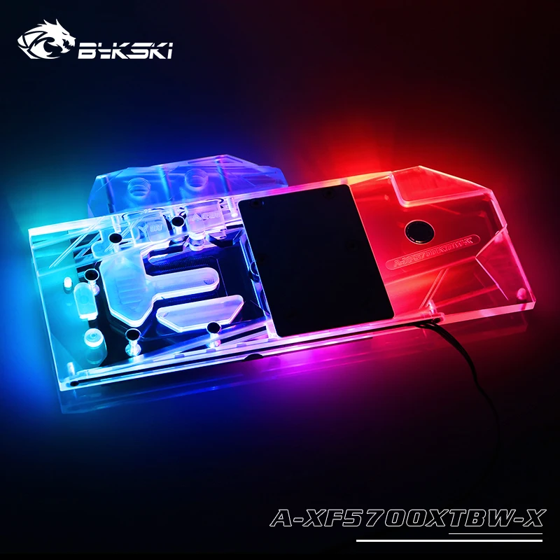 Водяной блок Bykski GPU для XFX RX 5700 XT THICC III ULTRA 8G графическая карта MOBO AURA SYNC 12 В/5 В|Кулеры