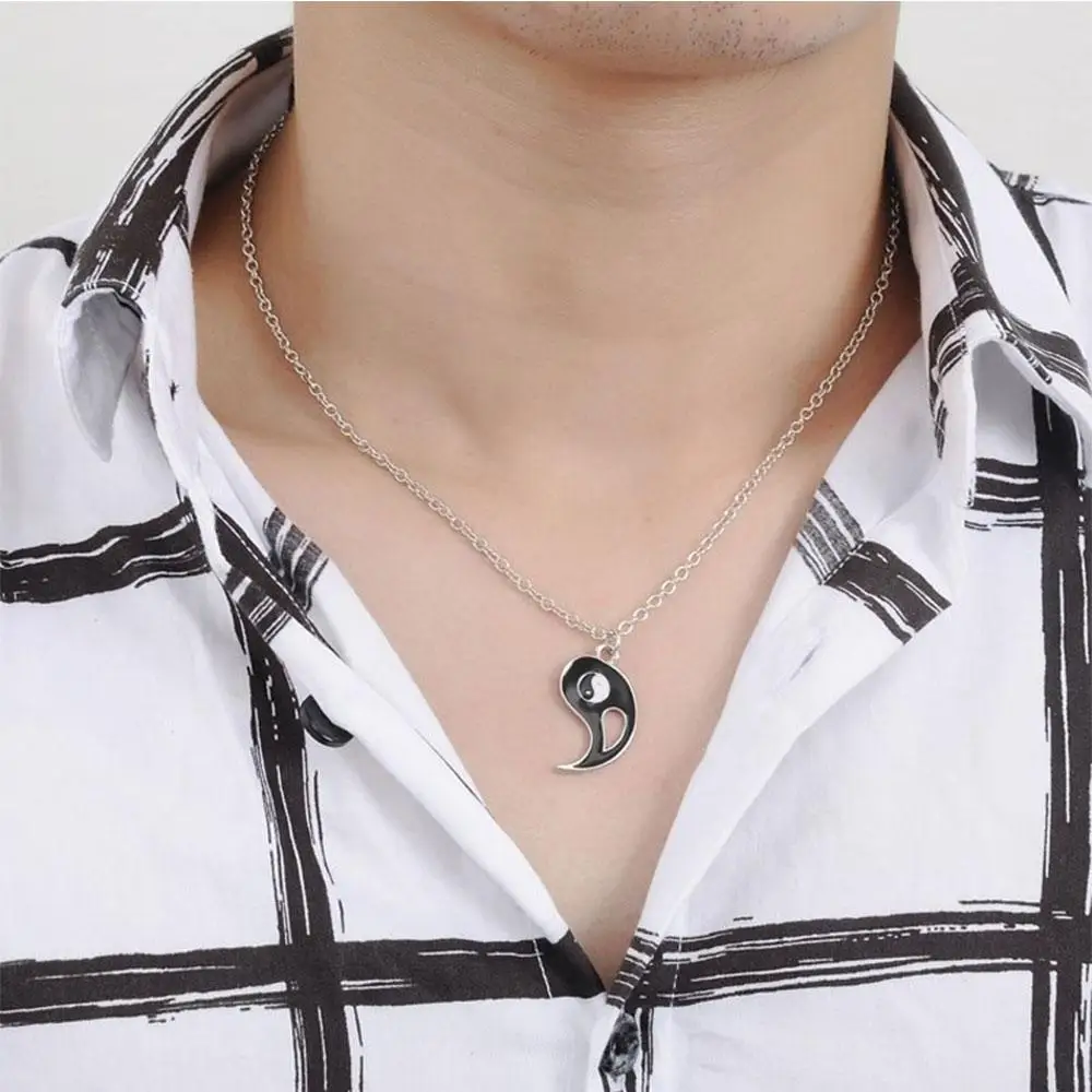 Tai Chi Yin Yang Couple Bracelets Necklaces Set Alloy Pendant Adjustable Braid Chain Bracelet Matching Lover | Украшения и