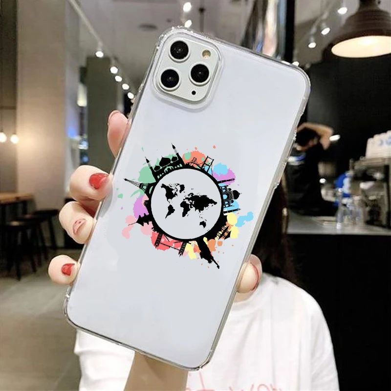 

World Map Travel Just Go Soft Phone Cases For iPhone12 Pro Max 2020 11 6 7 8 Plus XR XS Max 5S SE Cases