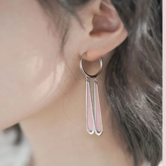 

S925 Sterling Silver Pink Rabbit Ears Dangle Earrings for Women's Girls Charm Cute Drop Earrings Birthday Gifts Fashion Jewelry