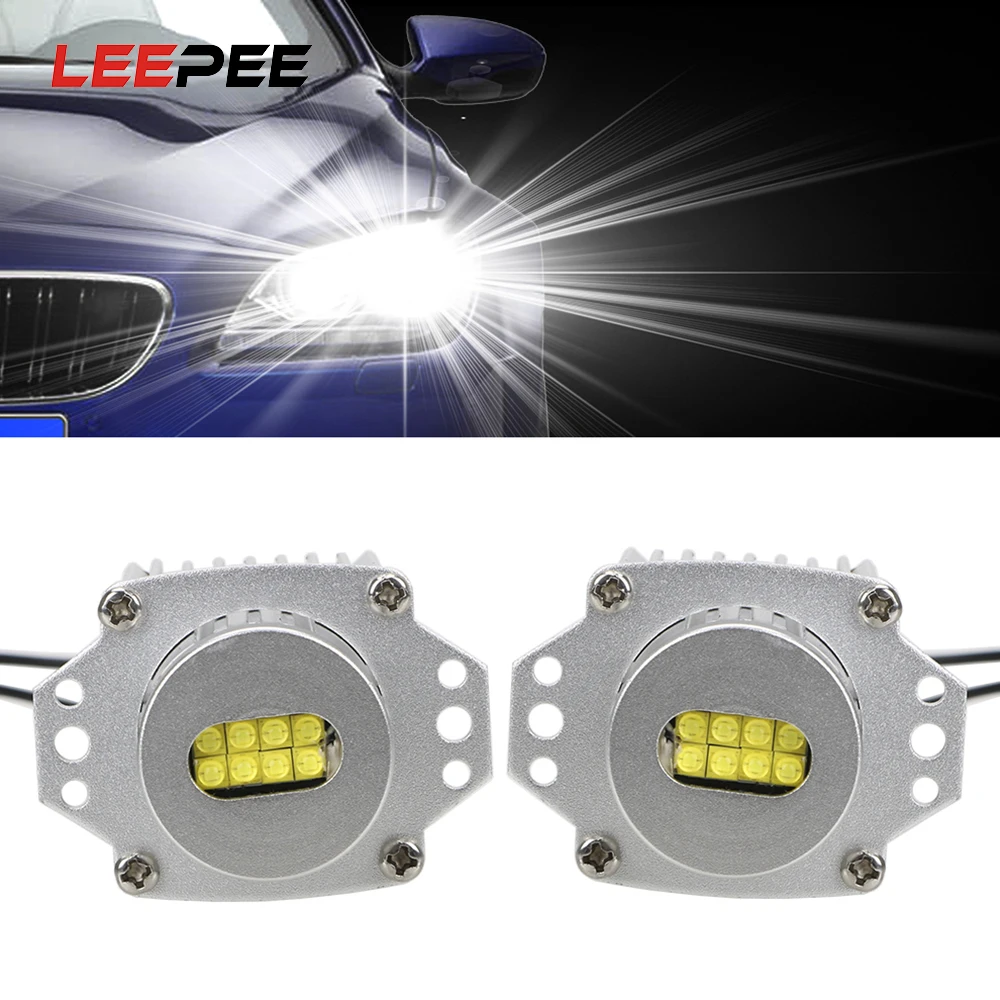 

LEEPEE 2 шт./компл. светодиодный льная светодиодная фара «ангельские глазки», белая Автомобильная фара 80 Вт, габаритные огни для BMW E90 3 серии 325i ...