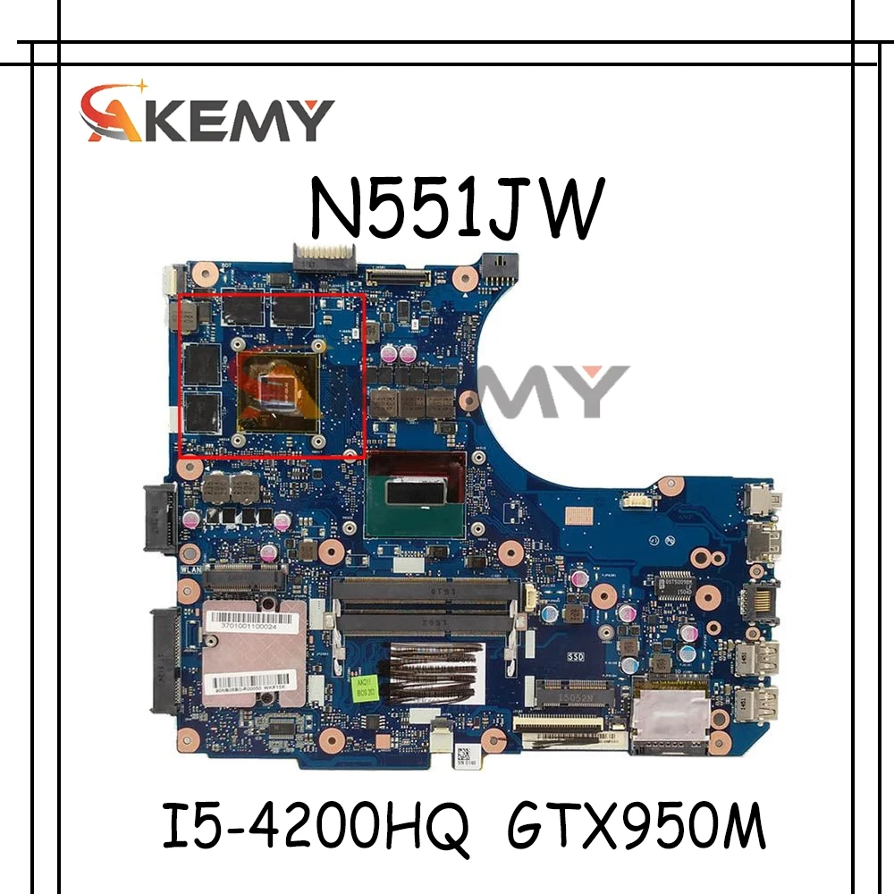 Akemy Новый N551JX материнская плата для ноутбука Asus N551JX G551JX N551JK G551JK протестированный Оригинал материнская плата I5-4200HQ Процессор V4G GTX950M