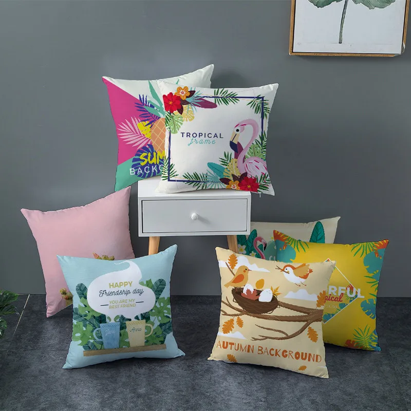 

Pillowcase Summer Nordic Style Plants Printing Series Home Decoration Linen Pillow Cushion Cover Home Textiles 45*45cm